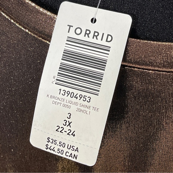 Torrid Liquid Shine Crew Neck Top Bronze Size 3 or 22-24 - Picture 9 of 10